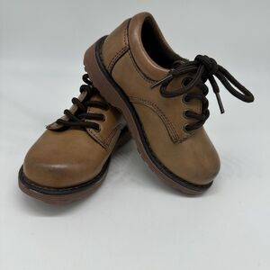 Freeman Toddler Boys Dress Shoes Size 7.5M Brown Faux Leather Lace Up Oxford